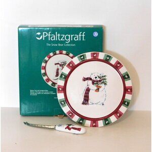 Pfaltzgraff Snow Bear Cheese Tray Sculpted Slicer 2002 Retired Christmas Boxed